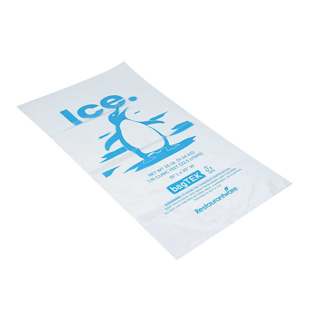 Bag Tek 25 Lb Clear Plastic Ice Bag - with Ice Print - 100 count box