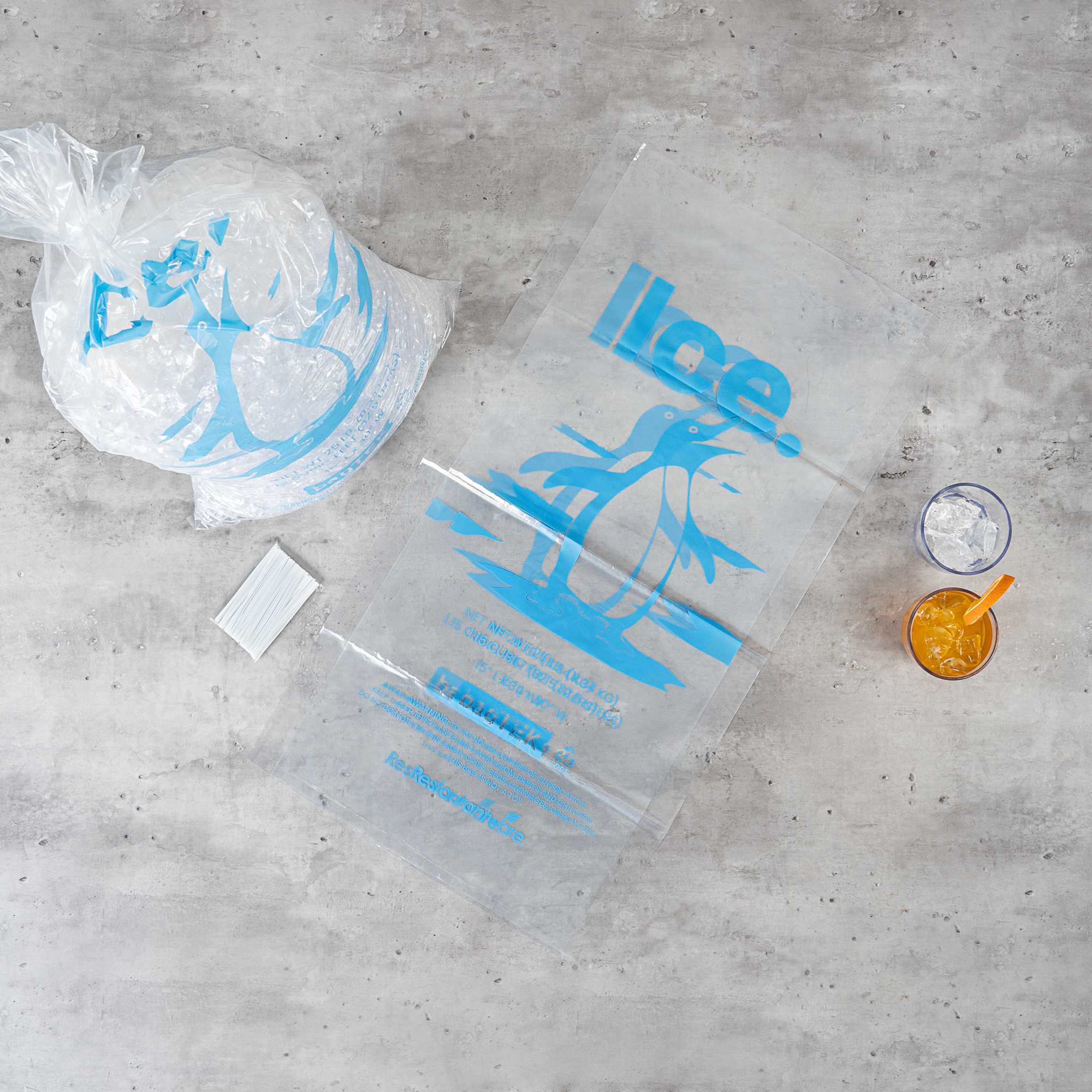 Bag Tek 25 Lb Clear Plastic Ice Bag - with Ice Print - 100 count box