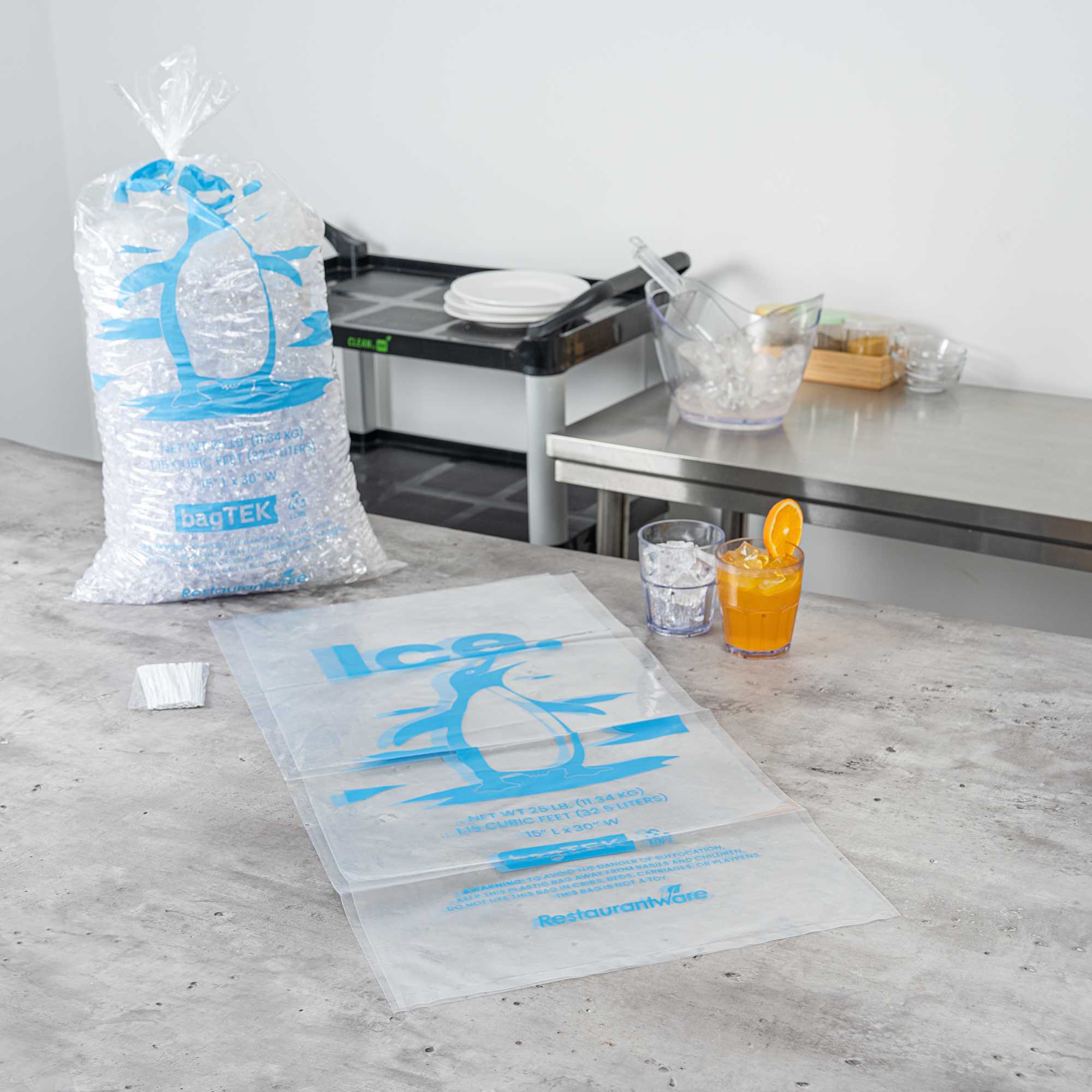 Bag Tek 25 Lb Clear Plastic Ice Bag - with Ice Print - 100 count box