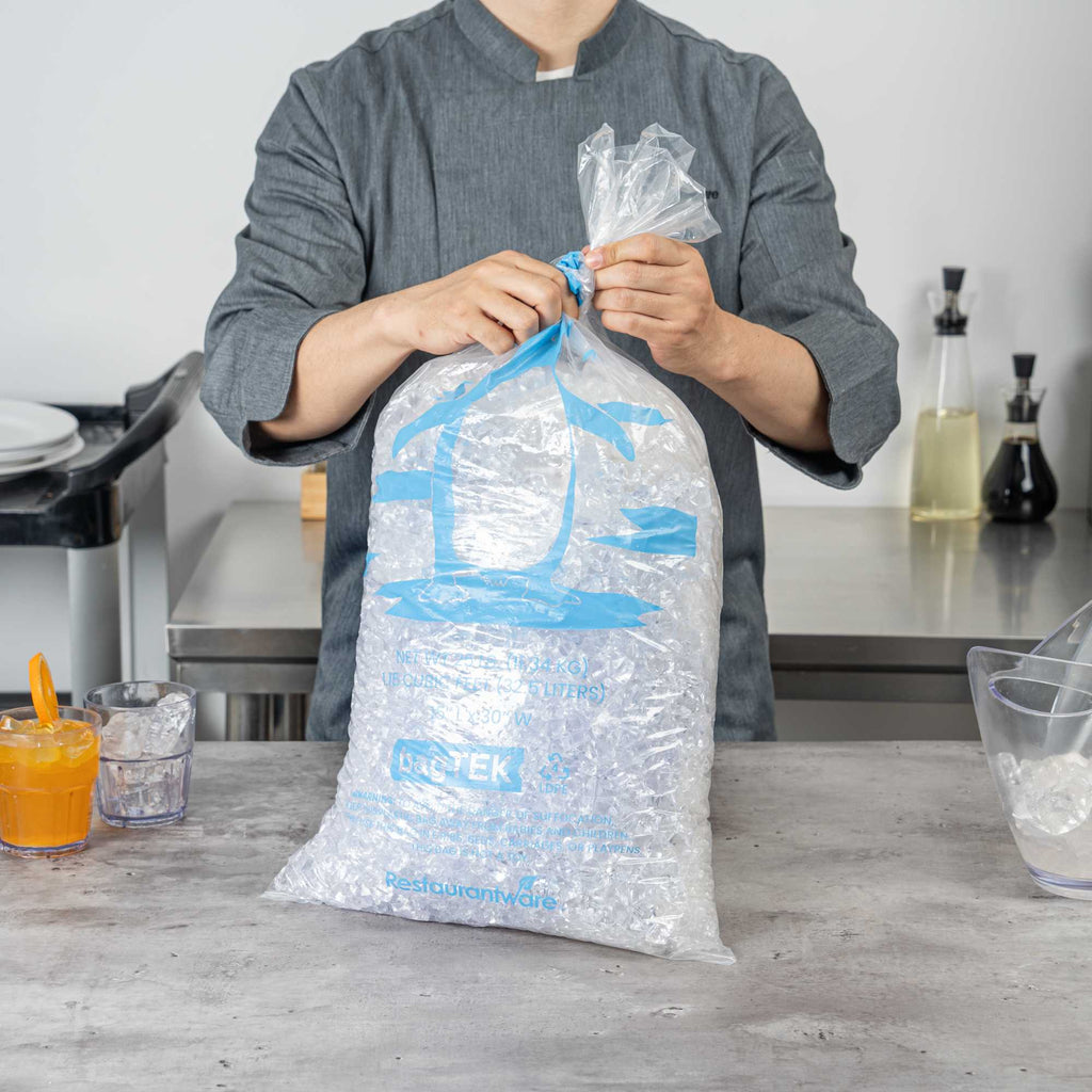 Bag Tek 25 Lb Clear Plastic Ice Bag - with Ice Print - 500 count box