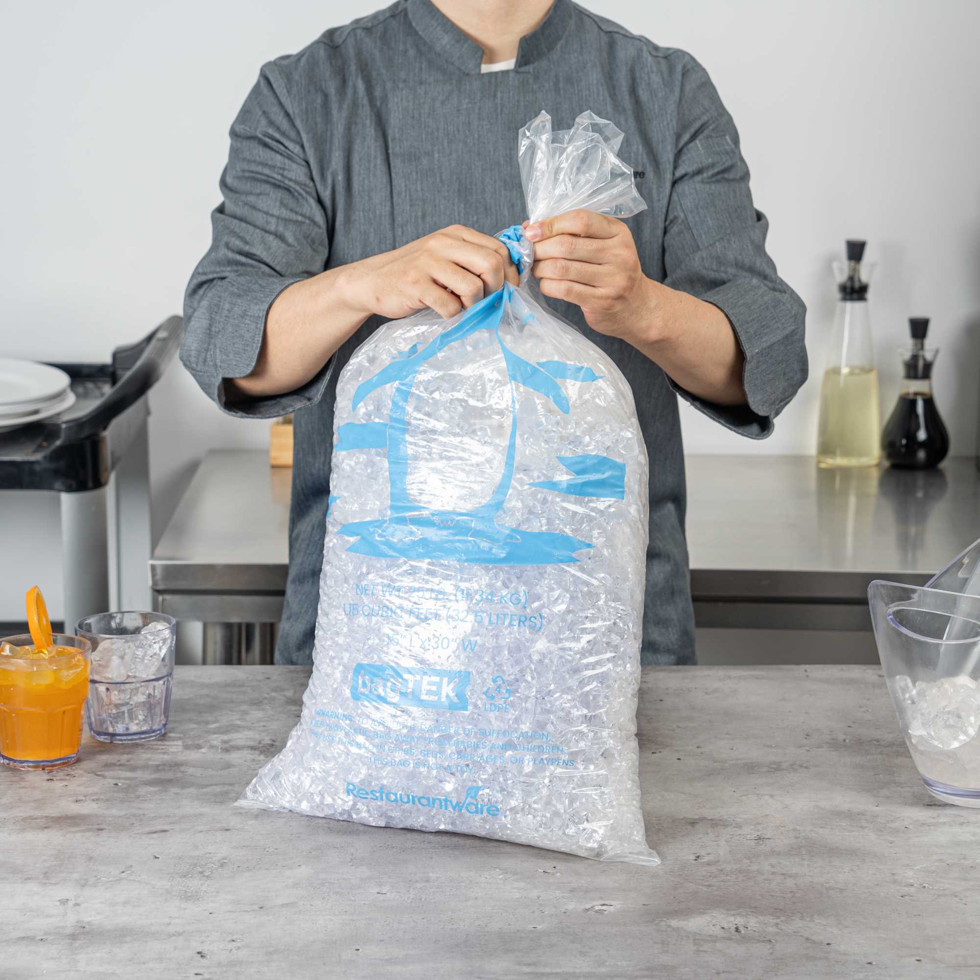 Bag Tek 25 Lb Clear Plastic Ice Bag - with Ice Print - 500 count box