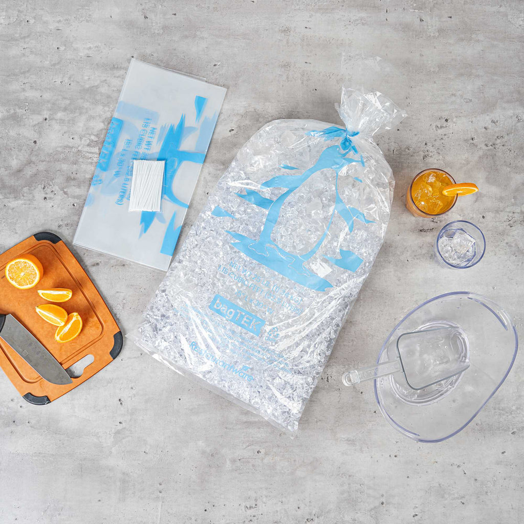 Bag Tek 25 Lb Clear Plastic Ice Bag - with Ice Print - 500 count box