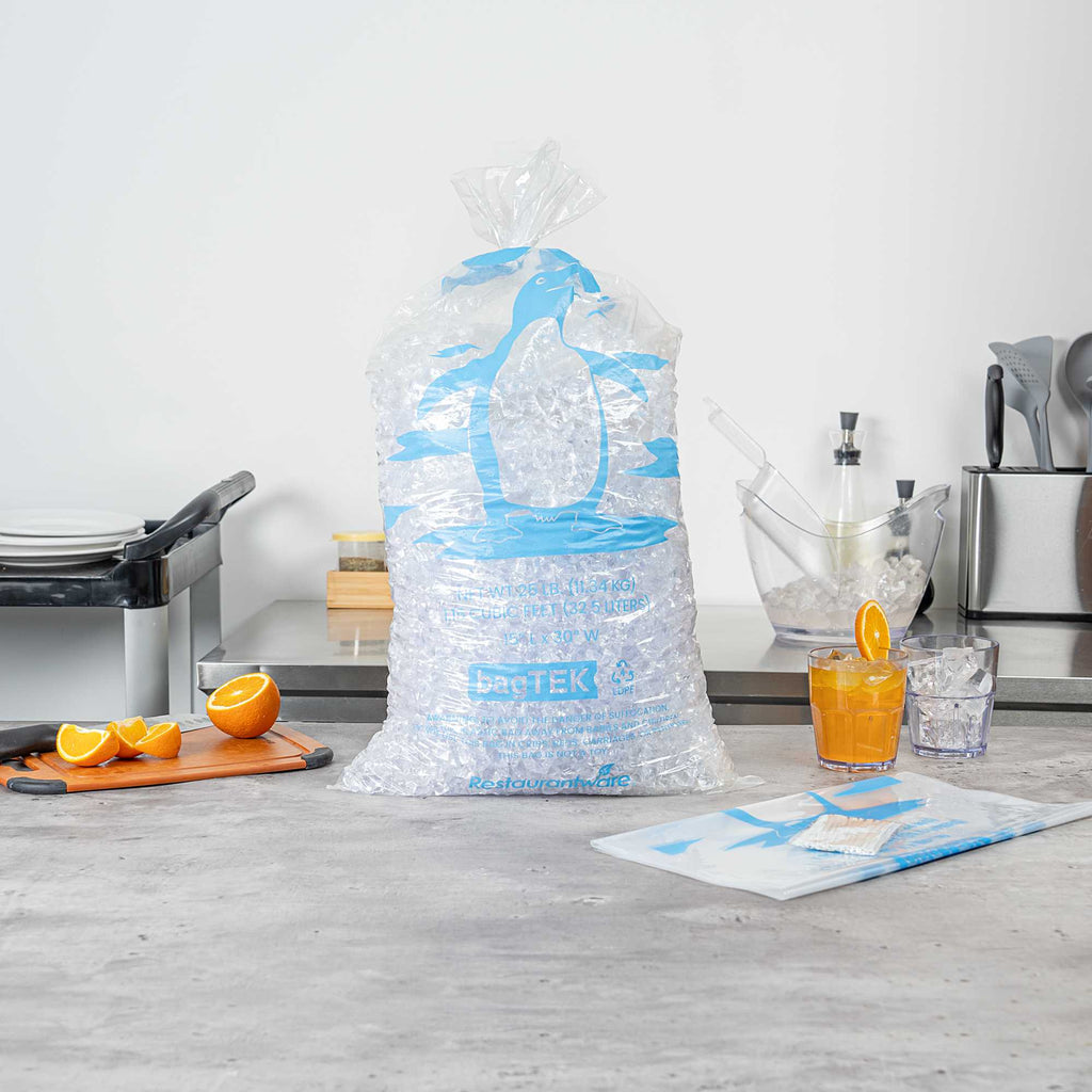 Bag Tek 25 Lb Clear Plastic Ice Bag - with Ice Print - 500 count box