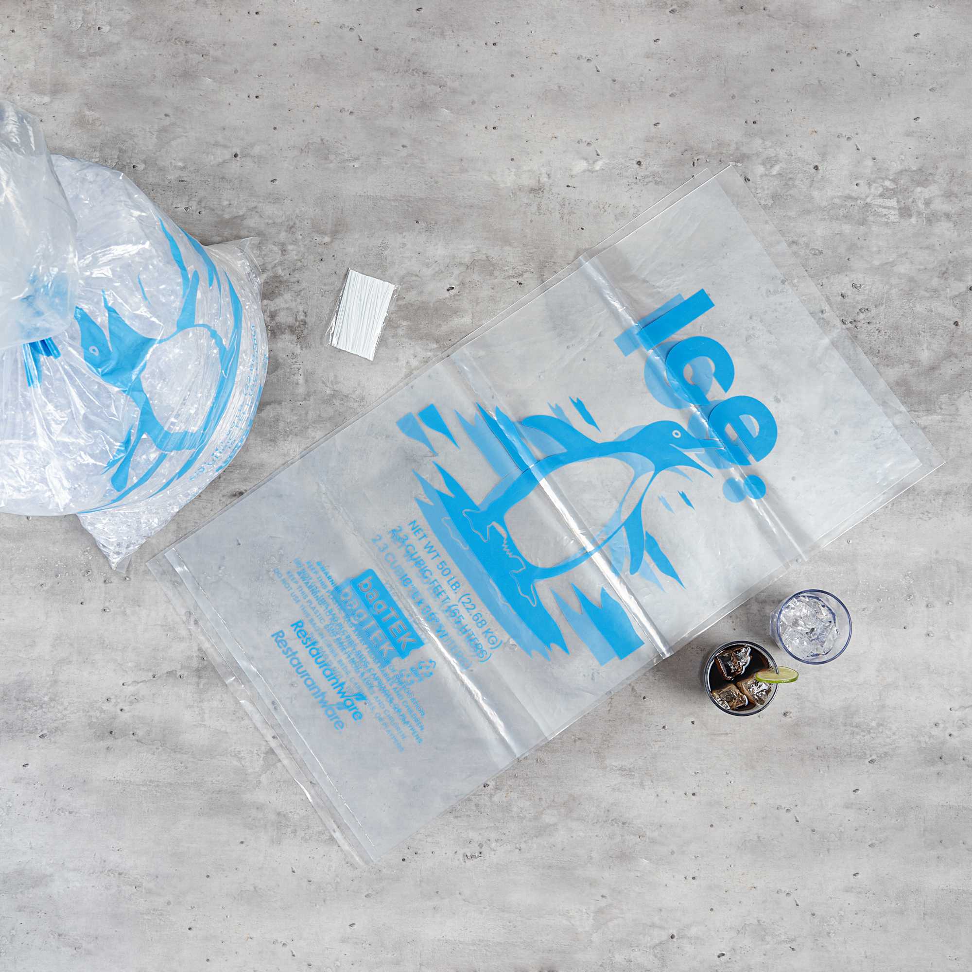 Bag Tek 50 Lb Clear Plastic Ice Bag - with Ice Print - 100 count box