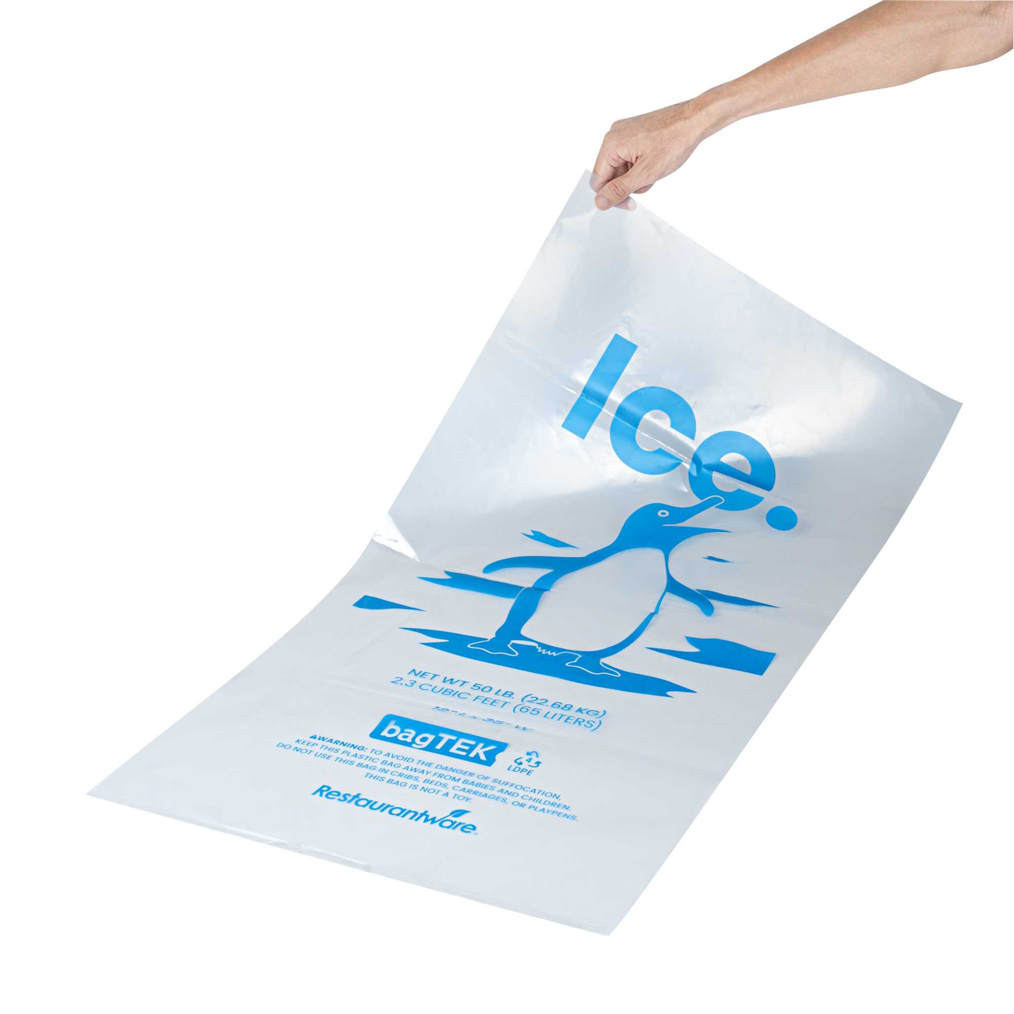 Bag Tek 50 Lb Clear Plastic Ice Bag - with Ice Print - 200 count box