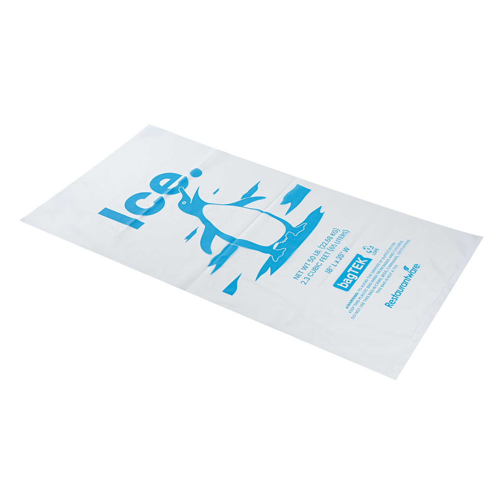 Bag Tek 50 Lb Clear Plastic Ice Bag - with Ice Print - 200 count box