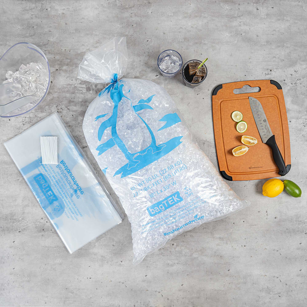 Bag Tek 50 Lb Clear Plastic Ice Bag - with Ice Print - 200 count box