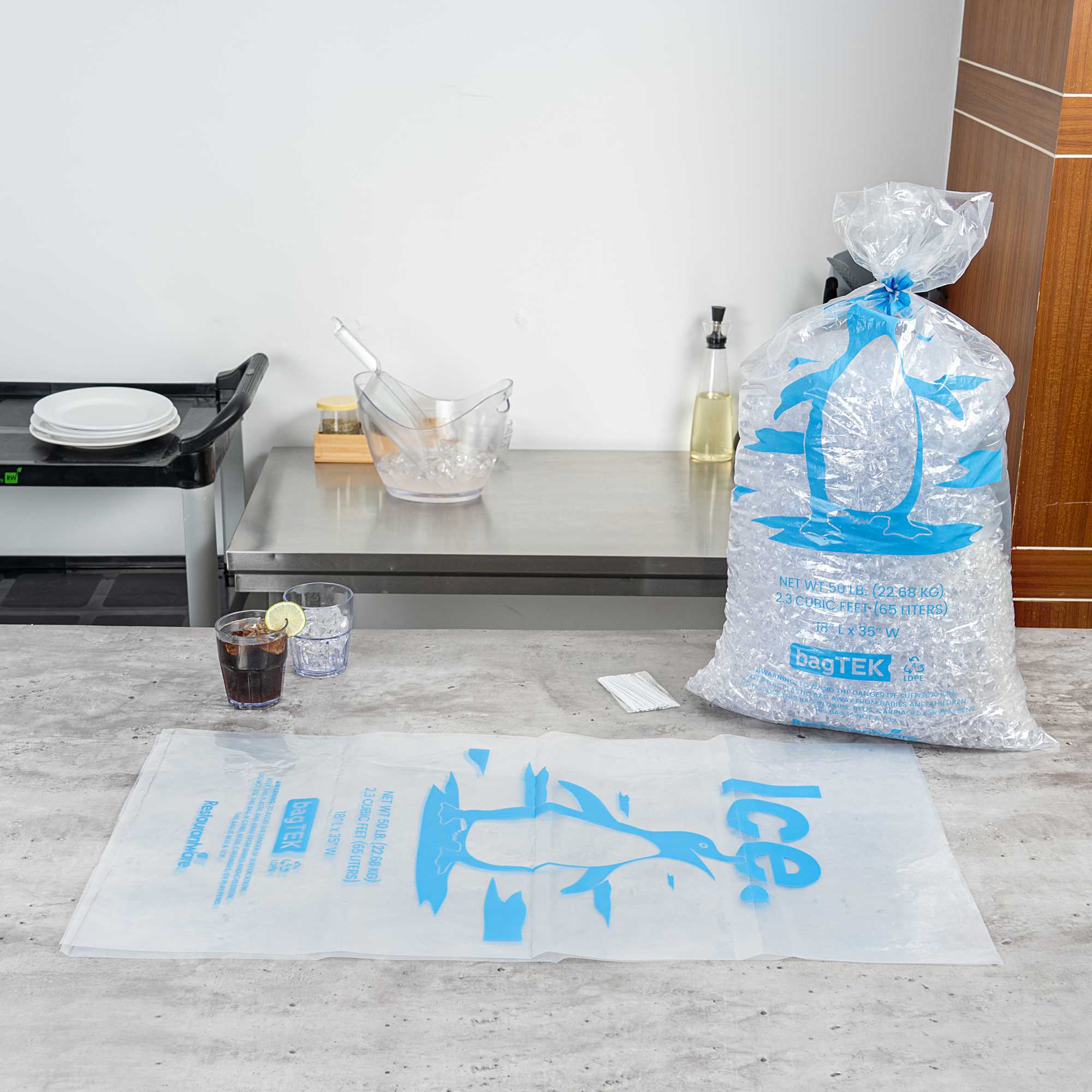 Bag Tek 50 Lb Clear Plastic Ice Bag - with Ice Print - 200 count box