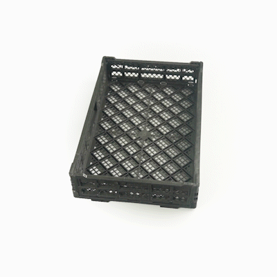 Cater Tek Rectangle Black Plastic Collapsible Crate - Vented, Stackable - 23 3/4" x 15 3/4" x 4 3/4" - 1 count box