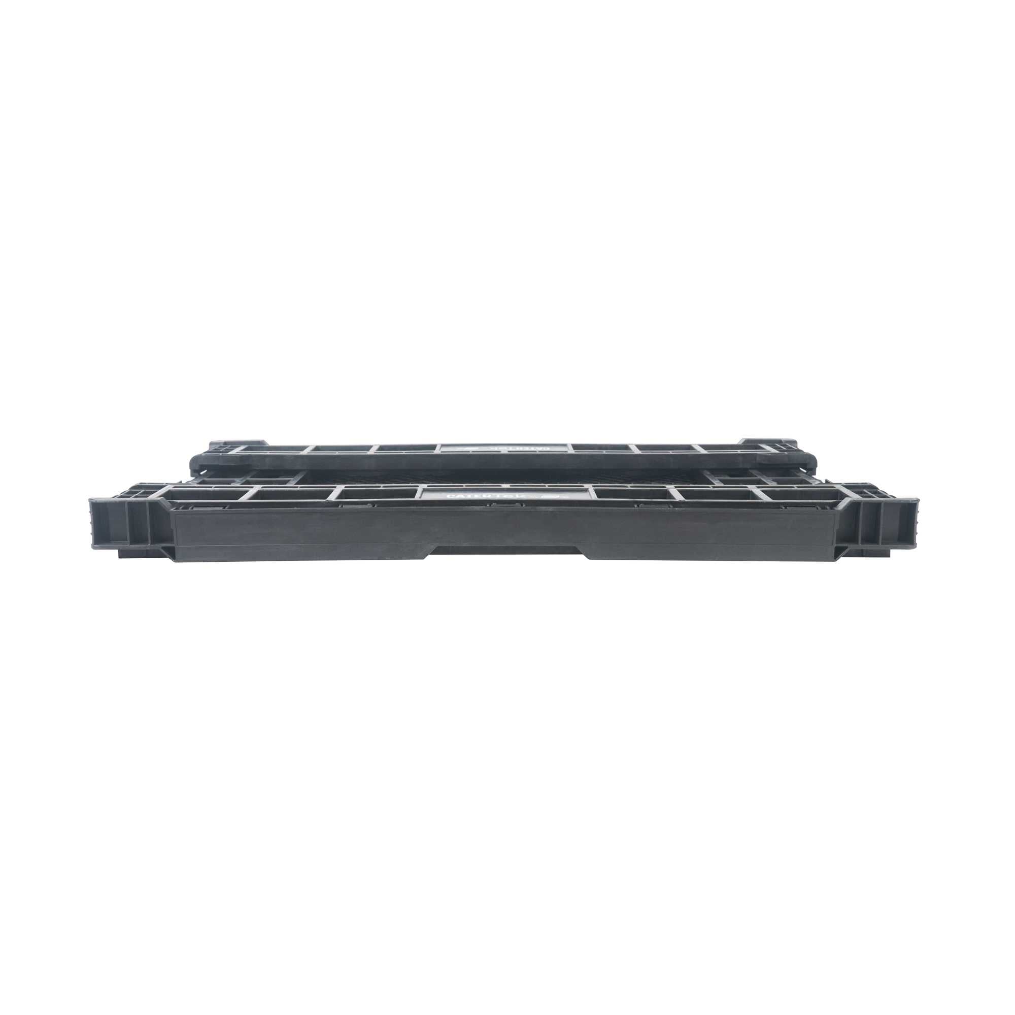 Cater Tek Rectangle Black Plastic Collapsible Crate - Vented, Stackable - 23 3/4" x 15 3/4" x 4 3/4" - 10 count box