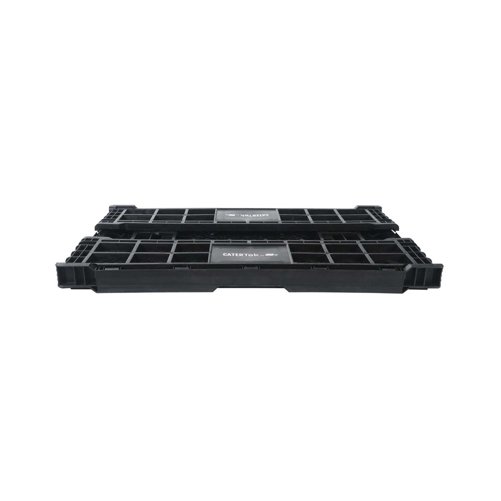 Cater Tek Rectangle Black Plastic Collapsible Crate - Vented, Stackable - 23 3/4" x 15 3/4" x 6 3/4" - 1 count box