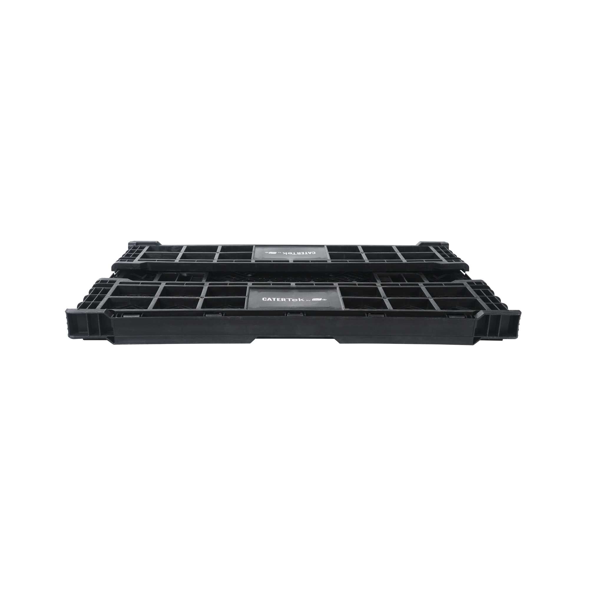 Cater Tek Rectangle Black Plastic Collapsible Crate - Vented, Stackable - 23 3/4" x 15 3/4" x 6 3/4" - 1 count box