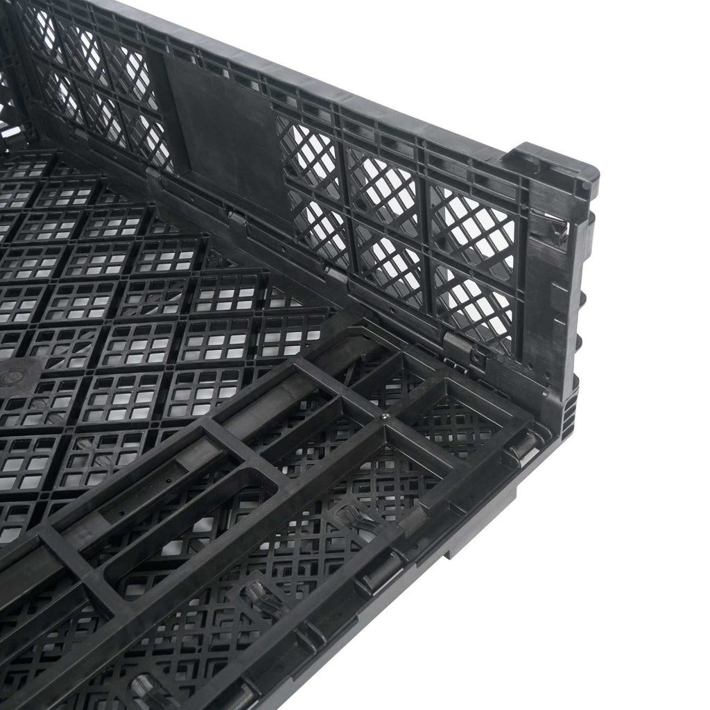 Cater Tek Rectangle Black Plastic Collapsible Crate - Vented, Stackable - 23 3/4" x 15 3/4" x 6 3/4" - 1 count box
