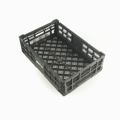 Cater Tek Rectangle Black Plastic Collapsible Crate - Vented, Stackable - 23 3/4" x 15 3/4" x 6 3/4" - 10 count box