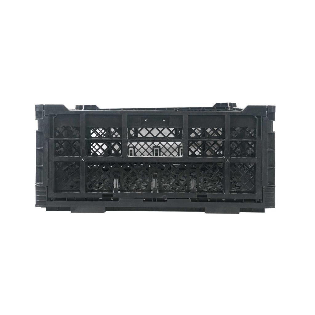 Cater Tek Rectangle Black Plastic Collapsible Crate - Vented, Stackable - 23 3/4" x 15 3/4" x 6 3/4" - 10 count box
