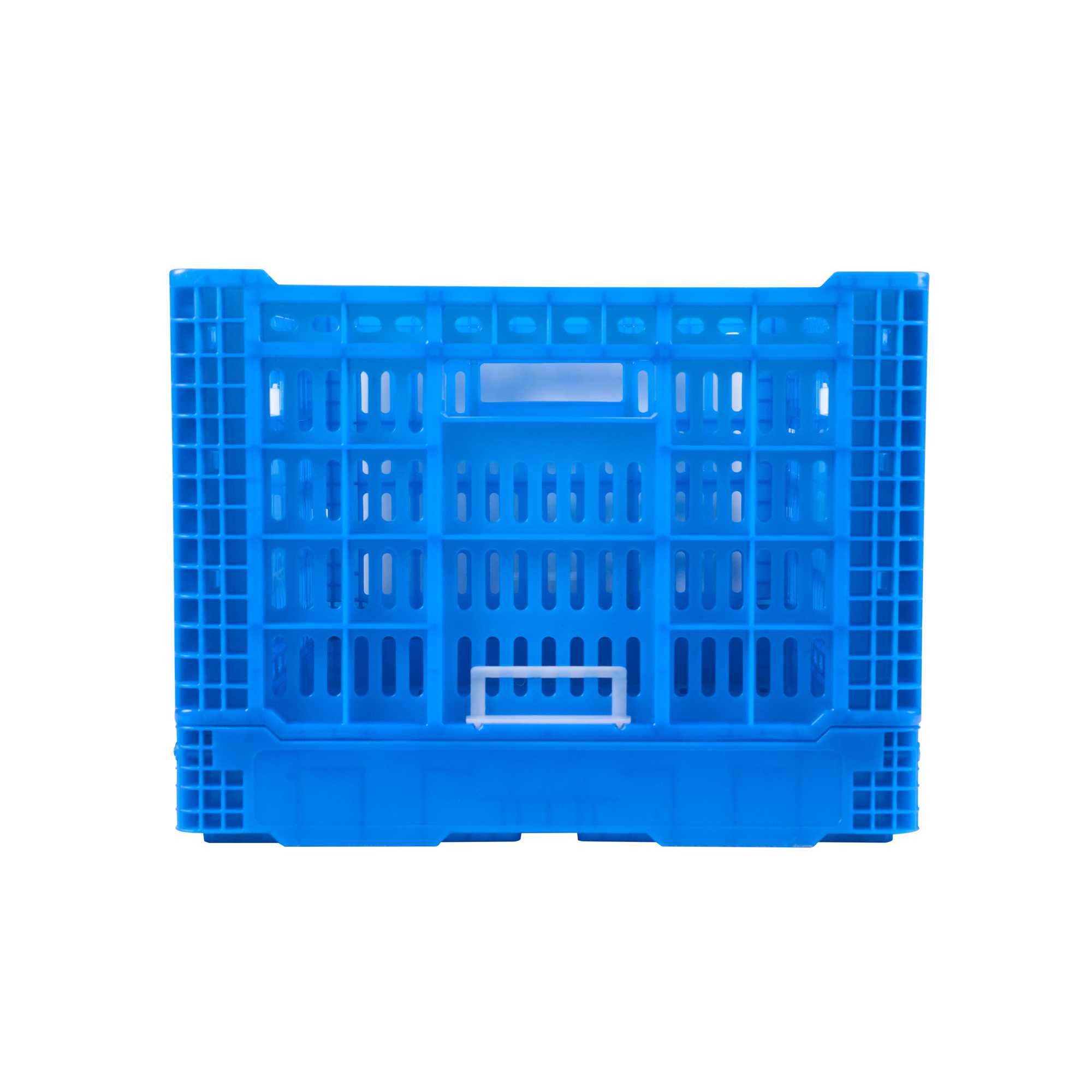 Cater Tek Rectangle Blue Plastic Collapsible Crate - Vented, Stackable - 23 3/4" x 15 3/4" x 11 3/4" - 1 count box