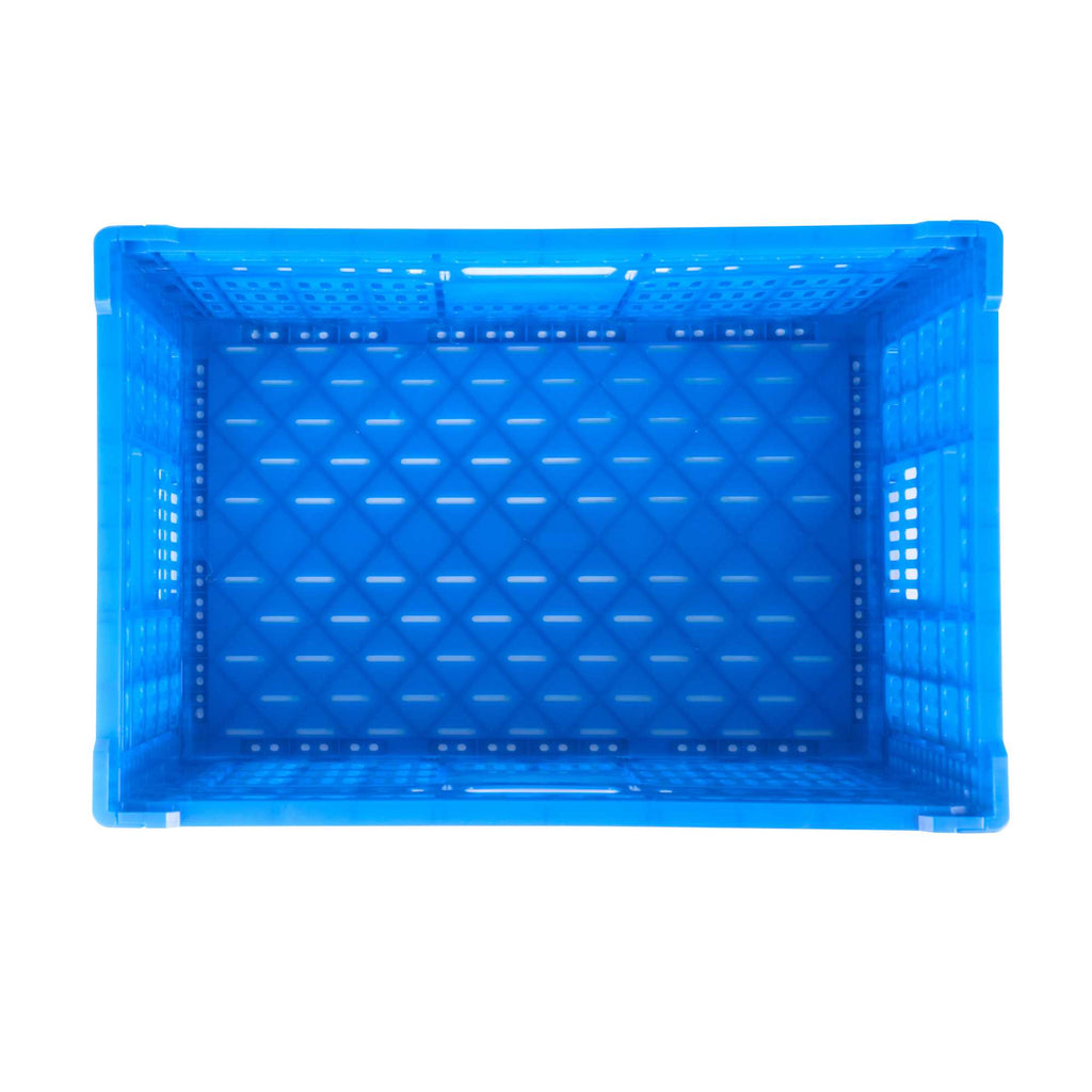 Cater Tek Rectangle Blue Plastic Collapsible Crate - Vented, Stackable - 23 3/4" x 15 3/4" x 11 3/4" - 1 count box