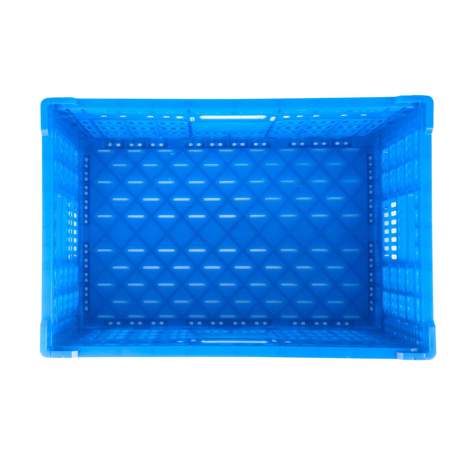 Cater Tek Rectangle Blue Plastic Collapsible Crate - Vented, Stackable - 23 3/4" x 15 3/4" x 11 3/4" - 1 count box