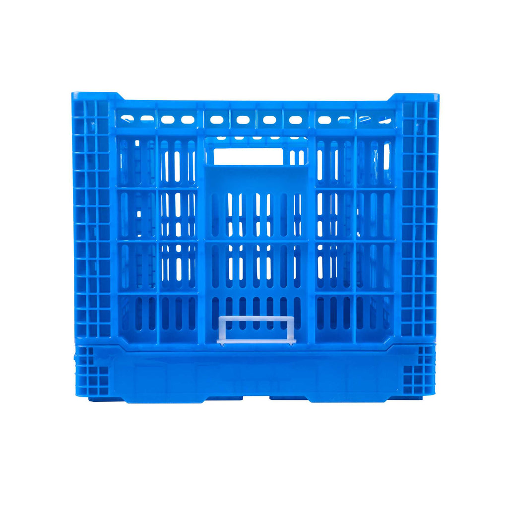 Cater Tek Rectangle Blue Plastic Collapsible Crate - Vented, Stackable - 23 3/4" x 15 3/4" x 13 1/2" - 1 count box