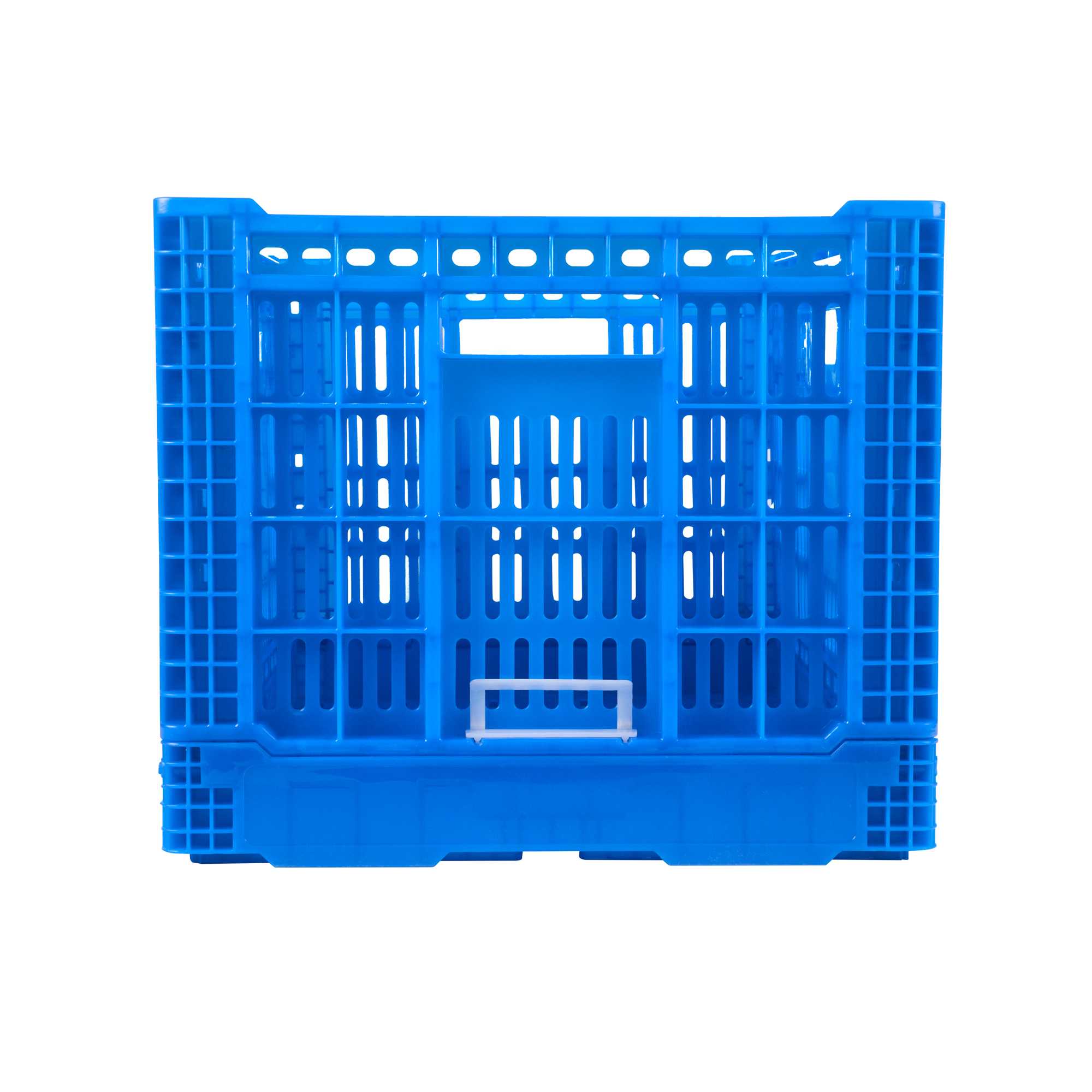 Cater Tek Rectangle Blue Plastic Collapsible Crate - Vented, Stackable - 23 3/4" x 15 3/4" x 13 1/2" - 1 count box