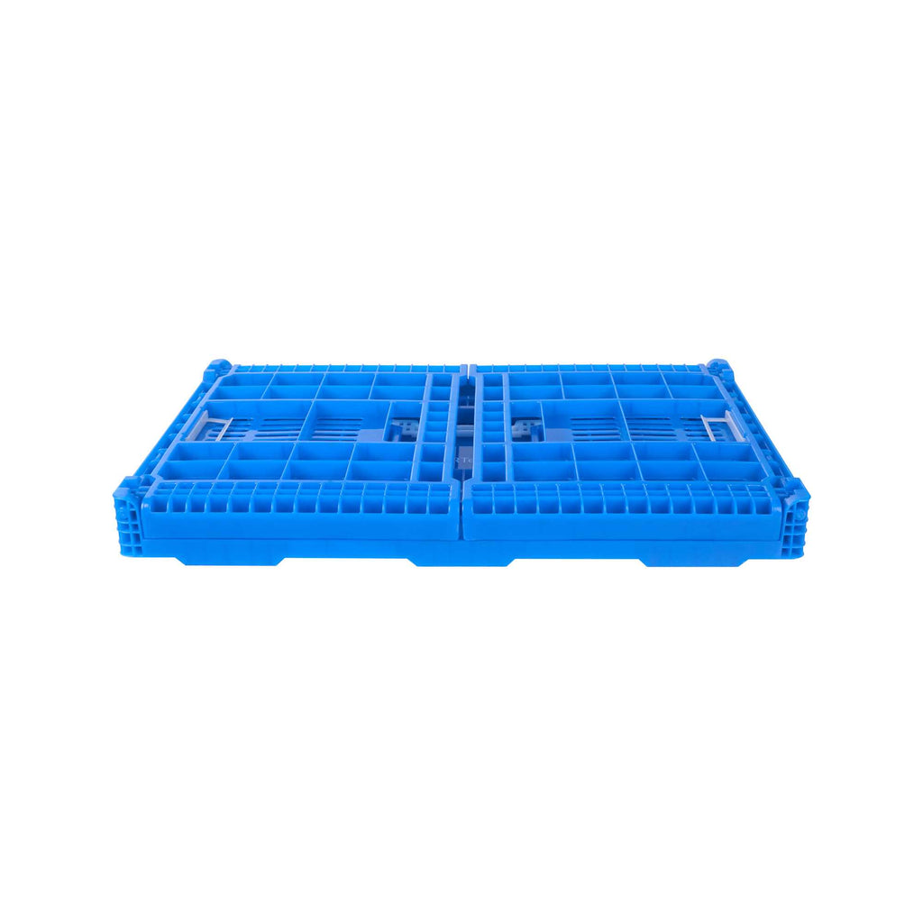 Cater Tek Rectangle Blue Plastic Collapsible Crate - Vented, Stackable - 23 3/4" x 15 3/4" x 13 1/2" - 1 count box