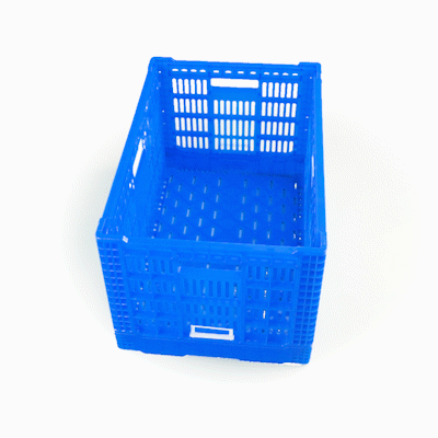 Cater Tek Rectangle Blue Plastic Collapsible Crate - Vented, Stackable - 23 3/4" x 15 3/4" x 13 1/2" - 10 count box