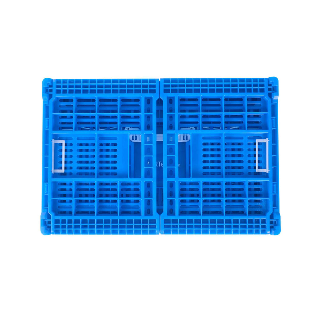 Cater Tek Rectangle Blue Plastic Collapsible Crate - Vented, Stackable - 23 3/4" x 15 3/4" x 13 1/2" - 10 count box