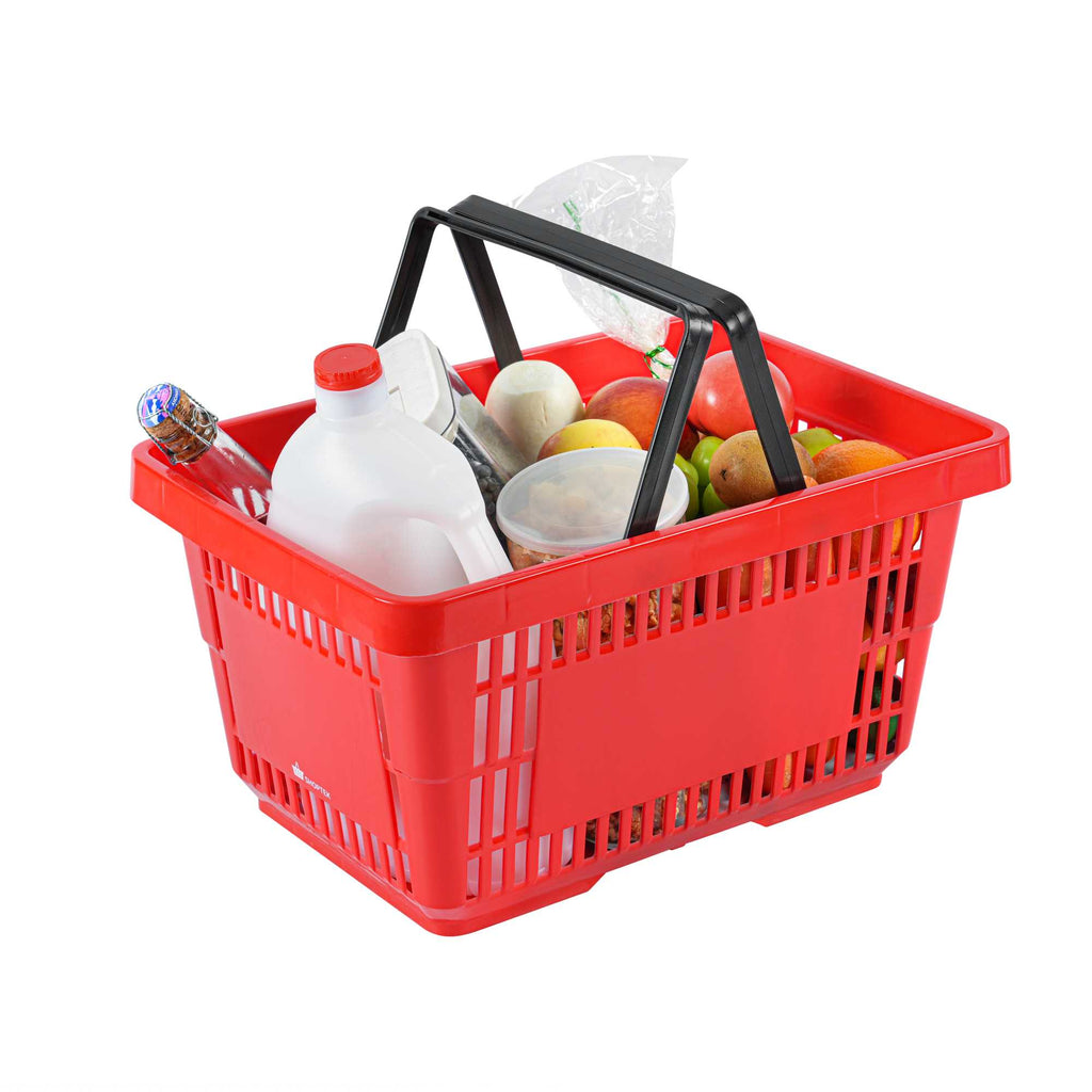 Shop Tek Red Plastic Grocery Market Shopping Basket - with Plastic Handles - 17" x 11 3/4" - 1 count box