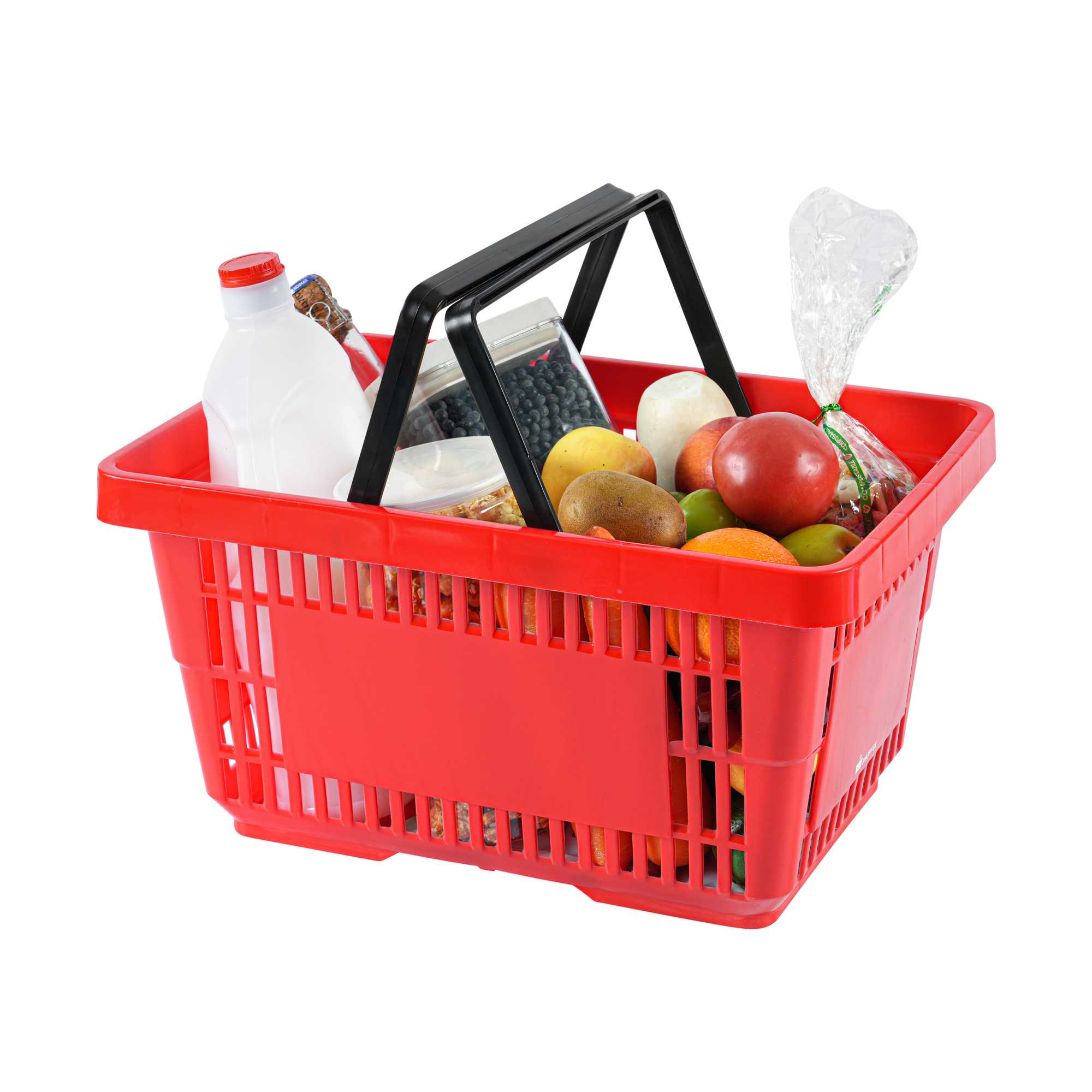 Shop Tek Red Plastic Grocery Market Shopping Basket - with Plastic Handles - 17" x 11 3/4" - 1 count box