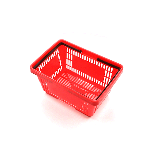 Shop Tek Red Plastic Grocery Market Shopping Basket - with Plastic Handles - 17" x 11 3/4" - 1 count box