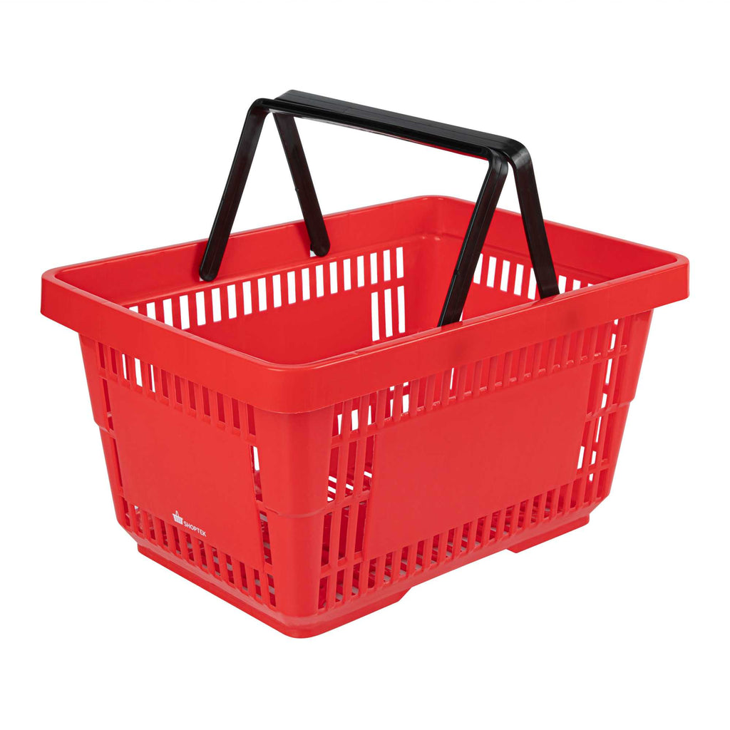 Shop Tek Red Plastic Grocery Market Shopping Basket - with Plastic Handles - 17" x 11 3/4" - 1 count box