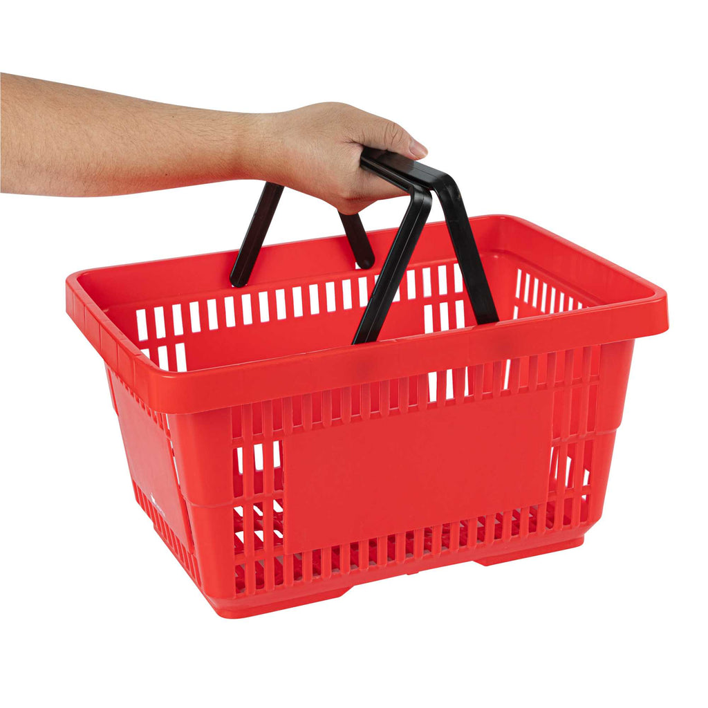 Shop Tek Red Plastic Grocery Market Shopping Basket - with Plastic Handles - 17" x 11 3/4" - 10 count box
