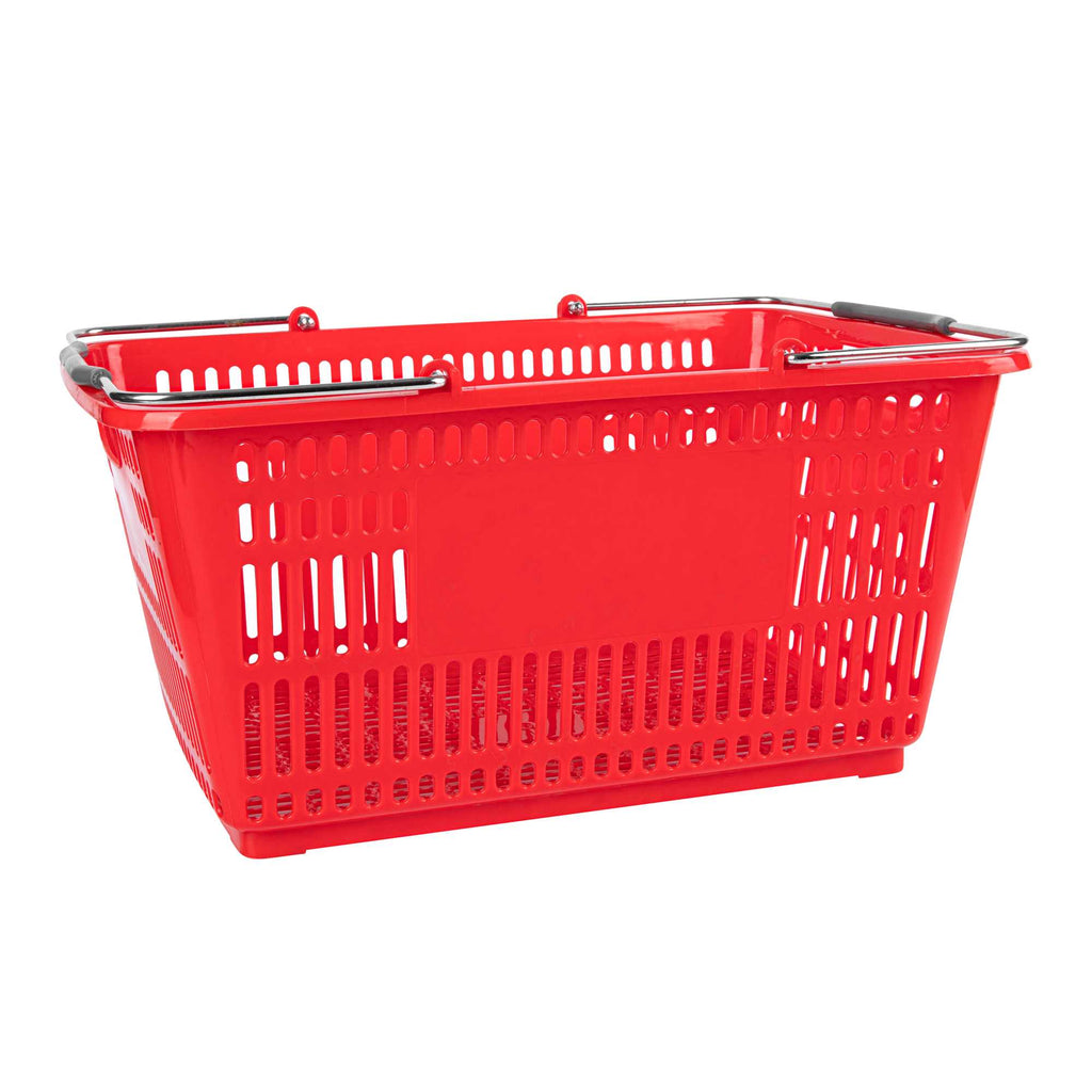 Shop Tek Red Plastic Grocery Market Shopping Basket - with Steel Handles - 19 1/4" x 13" - 1 count box