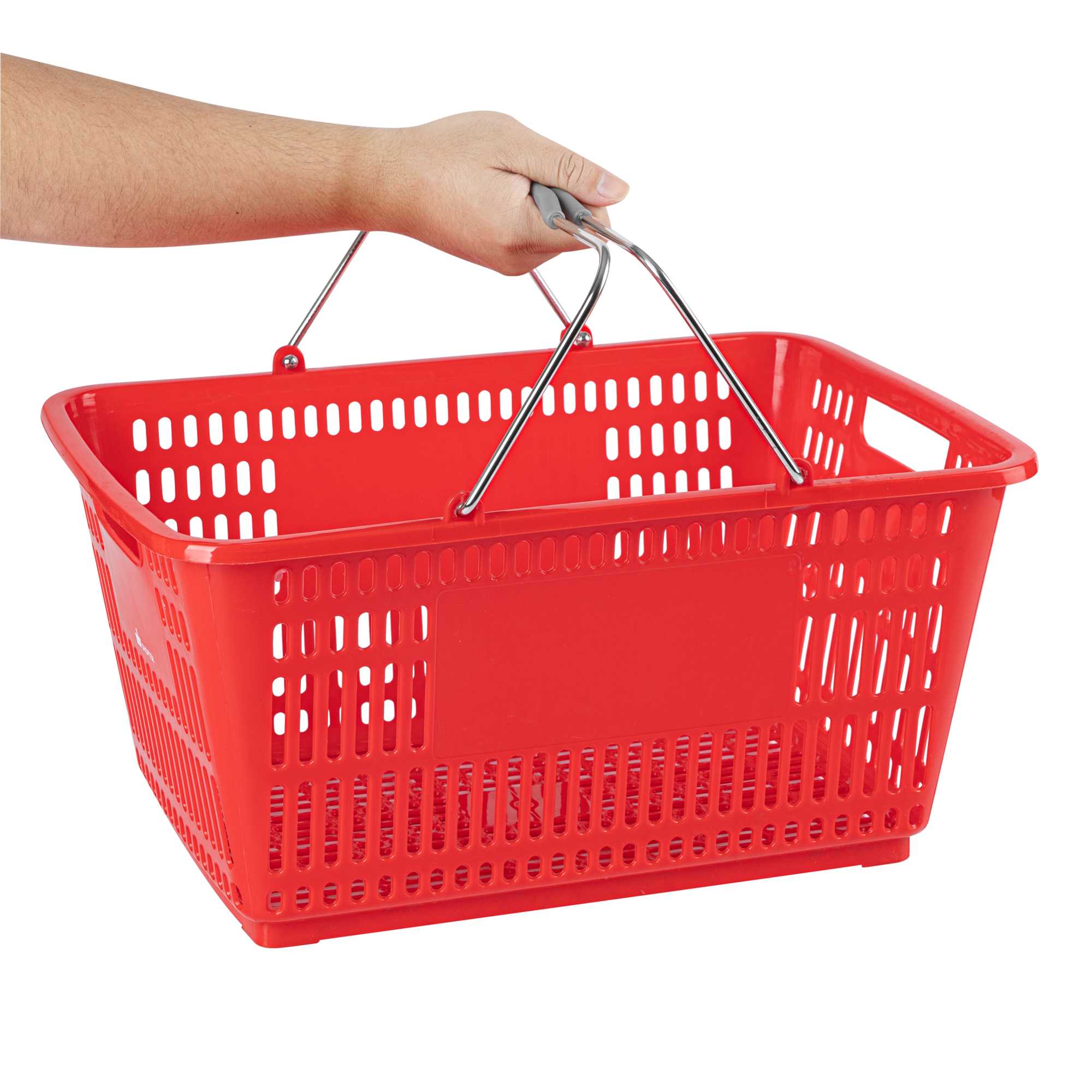 Shop Tek Red Plastic Grocery Market Shopping Basket - with Steel Handles - 19 1/4" x 13" - 10 count box