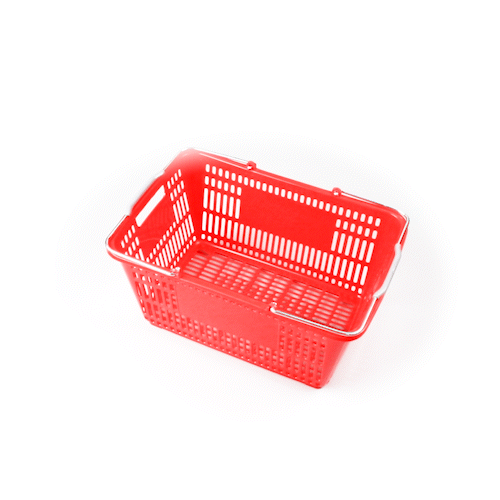 Shop Tek Red Plastic Grocery Market Shopping Basket - with Steel Handles - 19 1/4" x 13" - 10 count box
