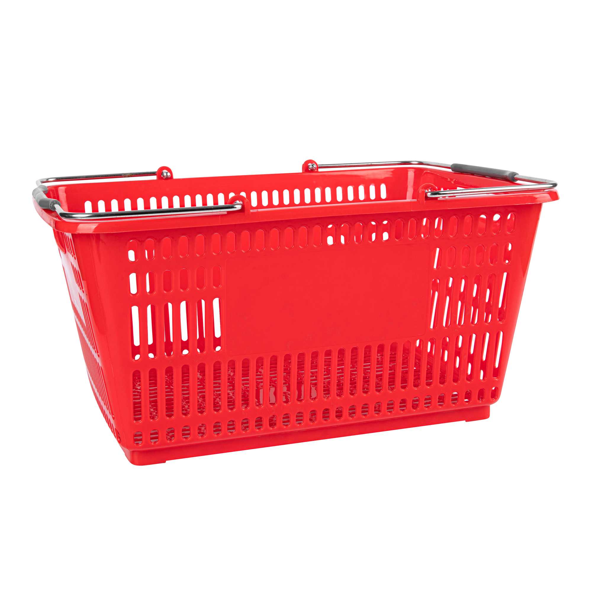 Shop Tek Red Plastic Grocery Market Shopping Basket - with Steel Handles - 19 1/4" x 13" - 10 count box