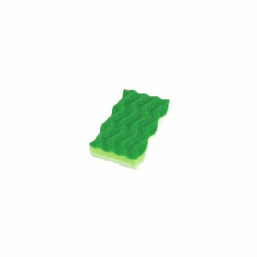 Clean Tek Professional All-Purpose Light and Dark Green Cellulose Scouring Sponge - Grooved - 4 1/2" x 2 1/2" x 1" - 3 count box