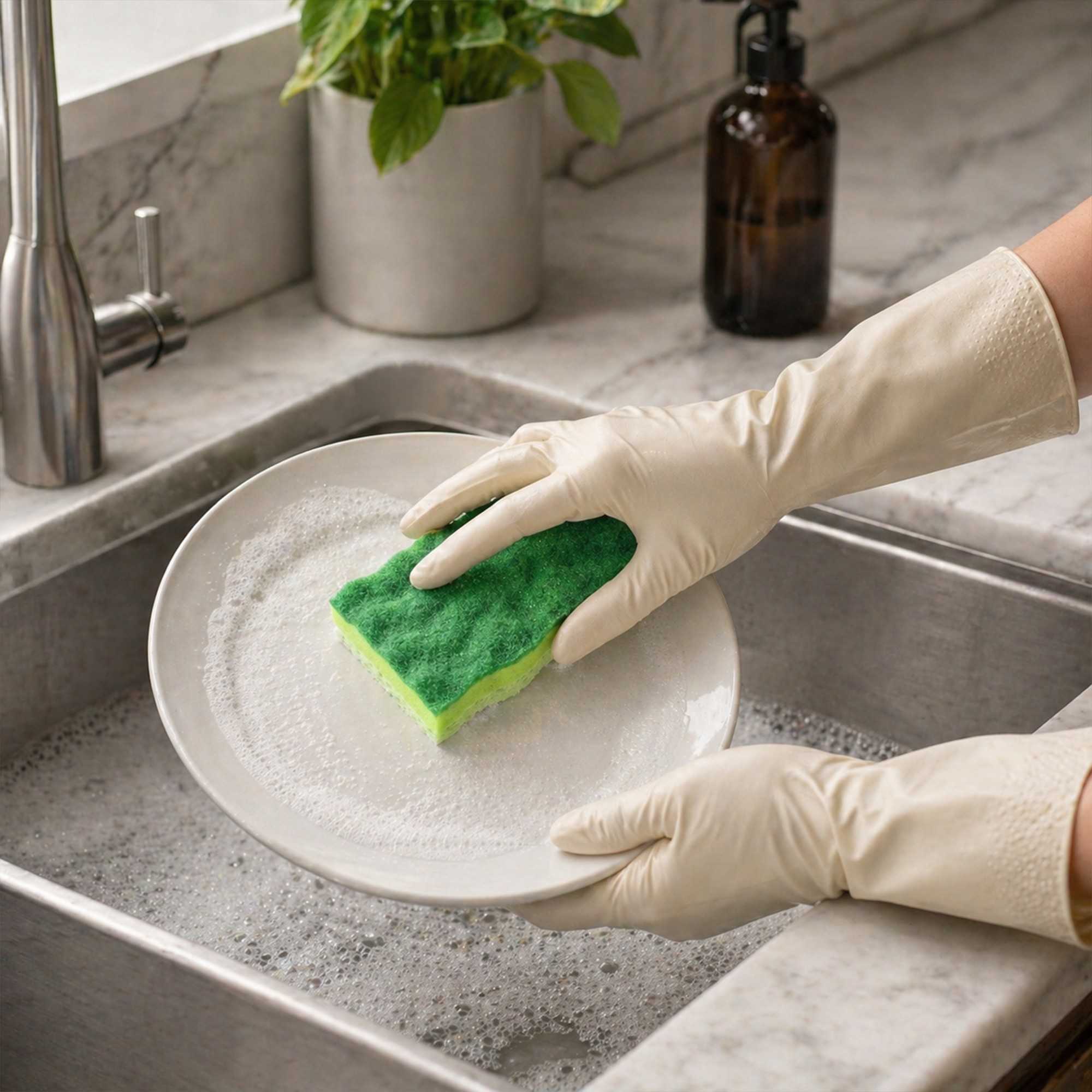 Clean Tek Professional All-Purpose Light and Dark Green Cellulose Scouring Sponge - Grooved - 4 1/2" x 2 1/2" x 1" - 60 count box