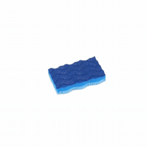 Clean Tek Professional Light-Duty Light and Dark Blue Cellulose Scouring Sponge - Grooved - 4 1/2" x 2 1/2" x 1" - 3 count box