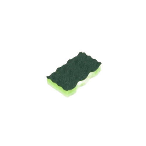 Clean Tek Professional Heavy-Duty Light and Dark Green Cellulose Scouring Sponge - Grooved - 4 1/2" x 2 1/2" x 1" - 3 count box