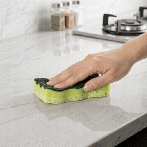 Clean Tek Professional Heavy-Duty Light and Dark Green Cellulose Scouring Sponge - Grooved - 4 1/2" x 2 1/2" x 1" - 3 count box