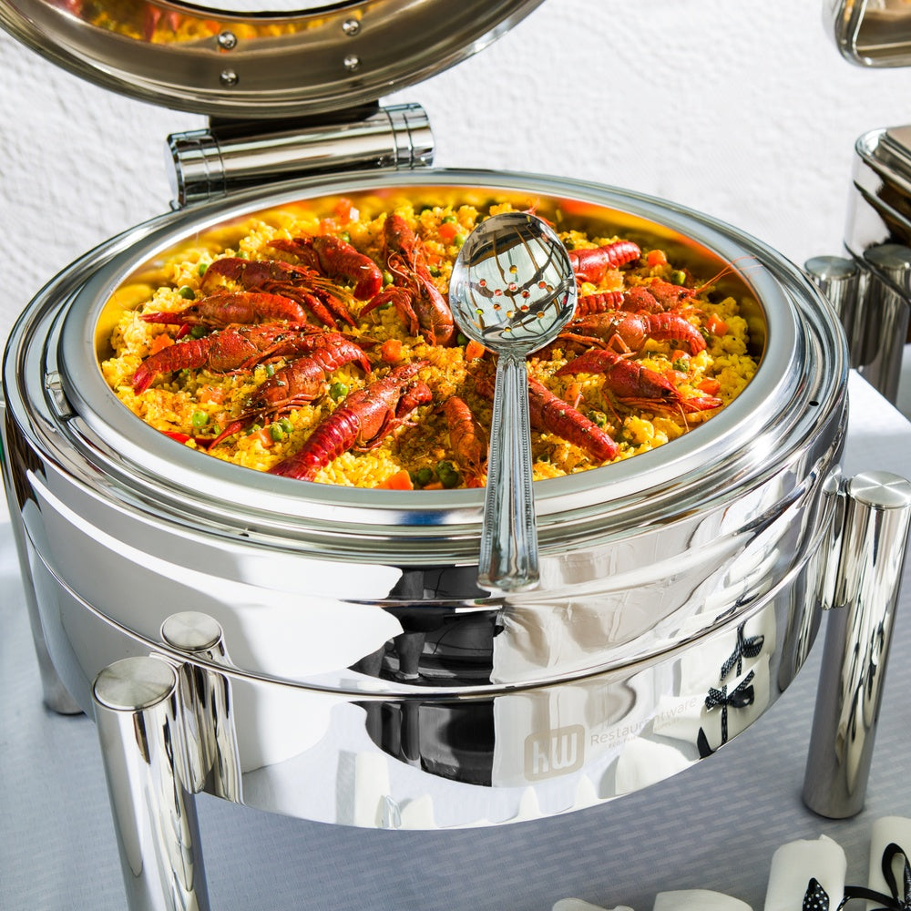 Met Lux 6 qt Round Stainless Steel Chafer Body - Induction Ready, with Glass Viewing Window - 1 count box