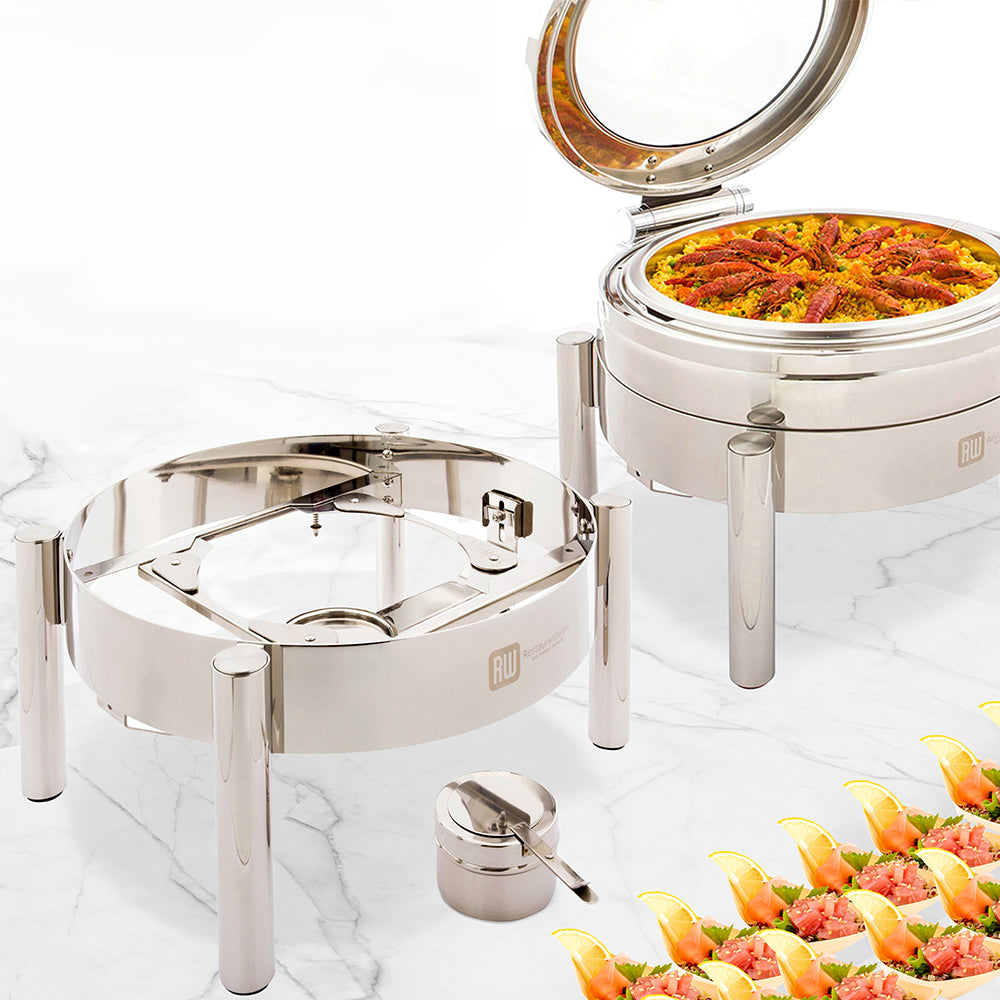 Met Lux Round Stainless Steel Straight Leg Stand - Induction Ready, Fits 6 qt Round Chafer - 1 count box