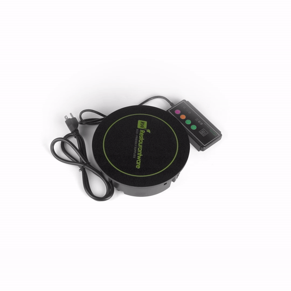 Met Lux Round Black Induction Warming Unit - For Compatible Chafers, 500W, Adjustable - 9 1/2" x 9 1/2" x 3" - 1 count box