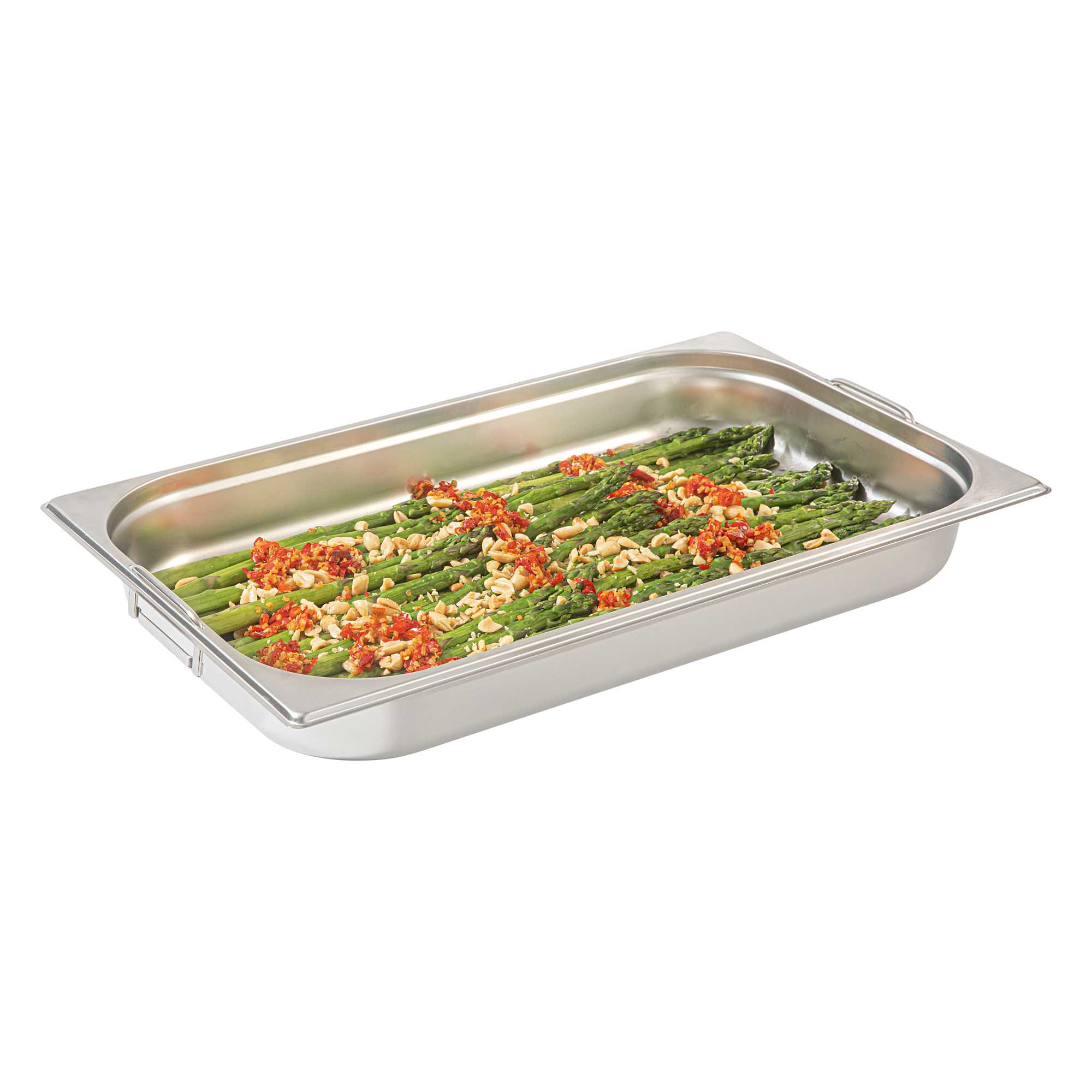 Met Lux Rectangle Stainless Steel Full Size Steam Table Pan 2.5 Inch Deep - Anti Jam, Collapsible Handles - 1 count box