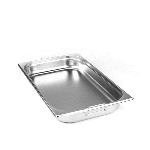 Met Lux Rectangle Stainless Steel Full Size Steam Table Pan 2.5 Inch Deep - Anti Jam, Collapsible Handles - 1 count box