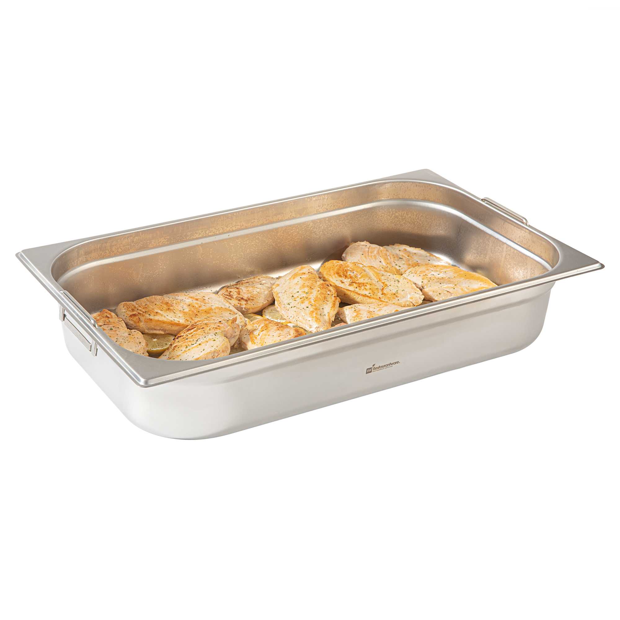 Met Lux Rectangle Stainless Steel Full Size Steam Table Pan 4 Inch Deep - Anti Jam, Collapsible Handles - 1 count box