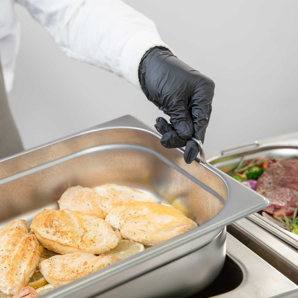 Met Lux Rectangle Stainless Steel Full Size Steam Table Pan 4 Inch Deep - Anti Jam, Collapsible Handles - 1 count box