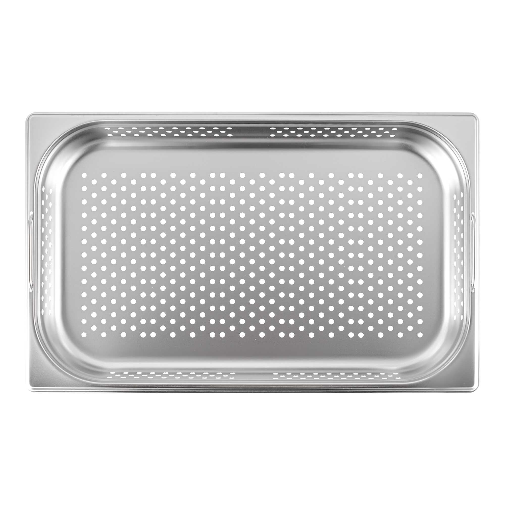 Met Lux Rectangle Stainless Steel Full Size Steam Table Pan 2.5 Inch Deep - Perforated, Anti Jam, Collapsible Handles - 1 count box