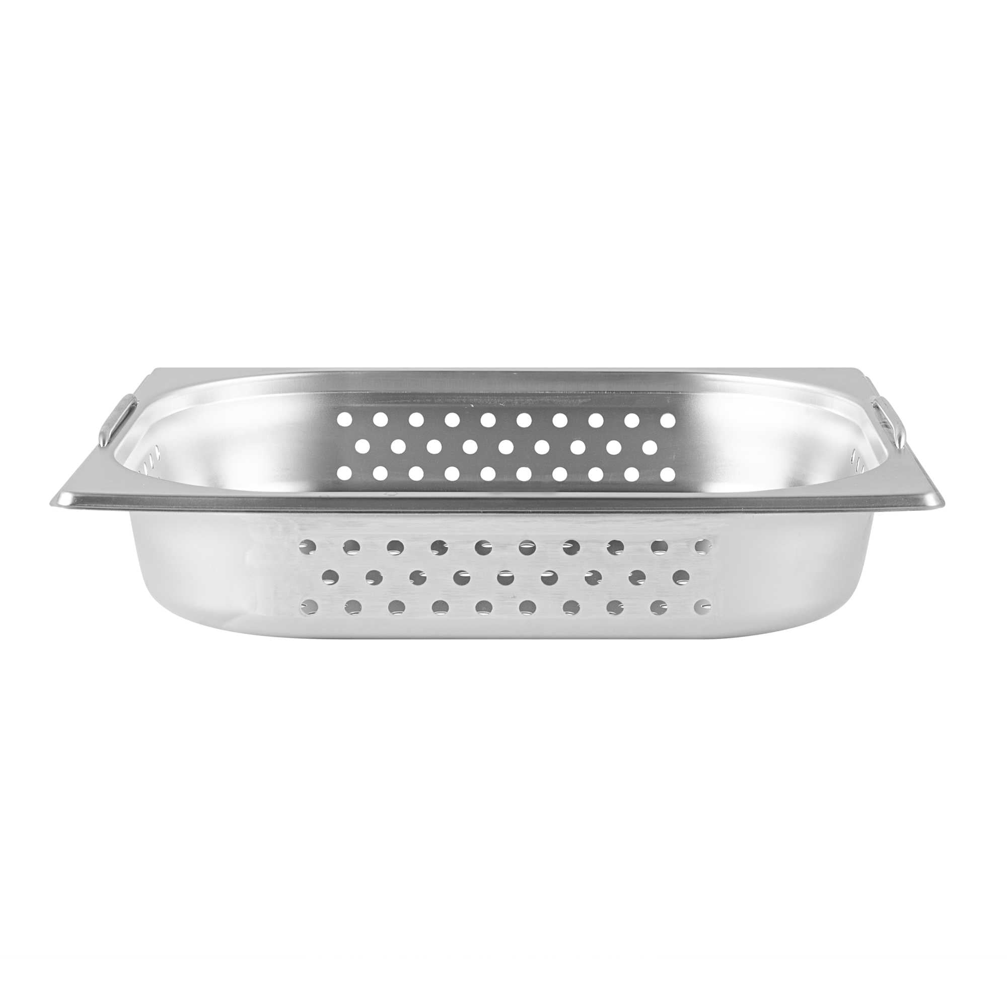 Met Lux Rectangle Stainless Steel 1/2 Size Steam Table Pan 2.5 Inch Deep - Perforated, Anti Jam, Collapsible Handles - 1 count box